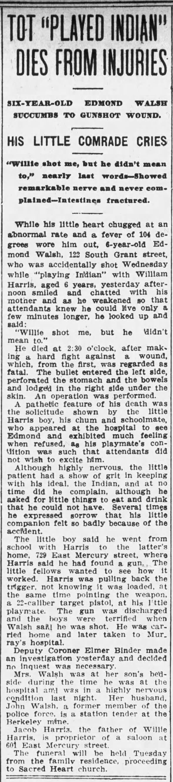 Edmond Walsh's death